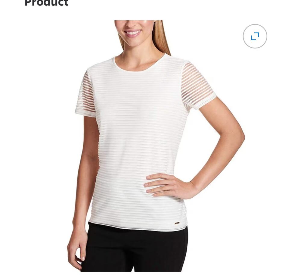 Calvin Klein Textured Short Sleeve Blouse Size XL